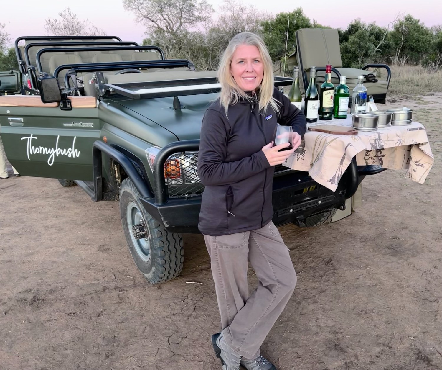 Marie creating travel content on safari